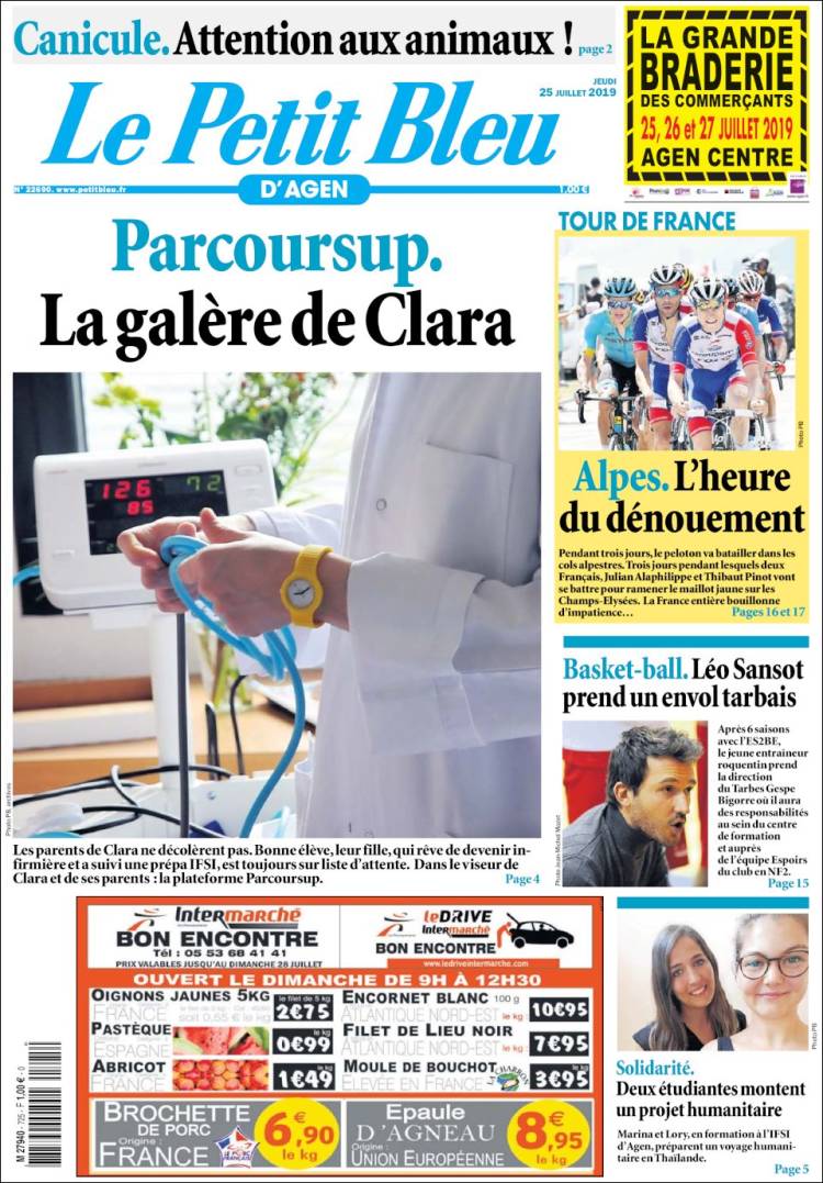 Portada de Le Petit Bleu (Francia)