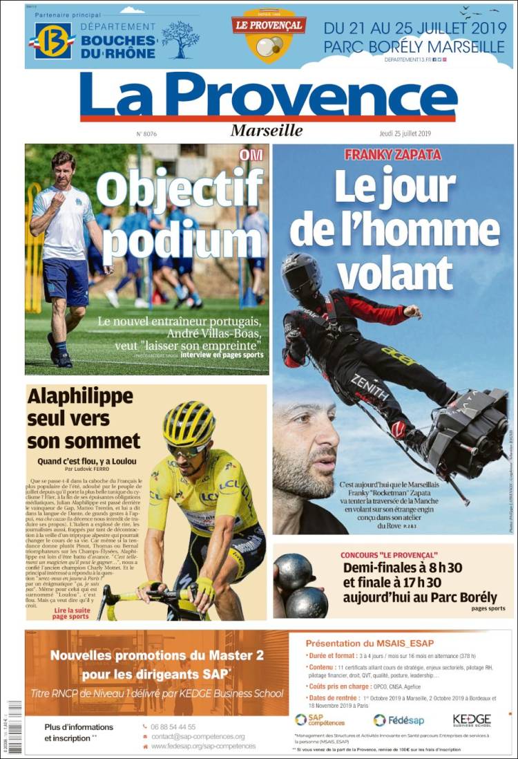 Portada de La Provence (Francia)