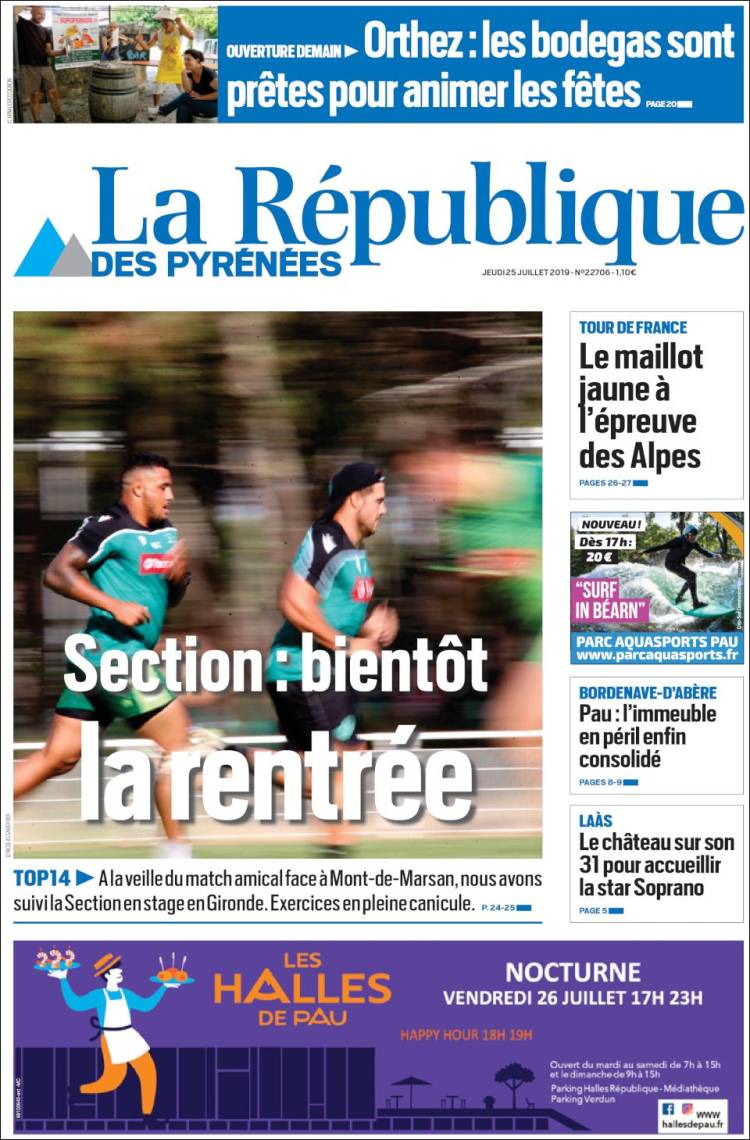 Portada de La République des Pyrénées (Francia)