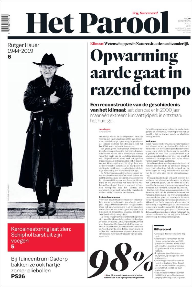 Portada de Het Parool (Pa&iacute;ses Bajos)