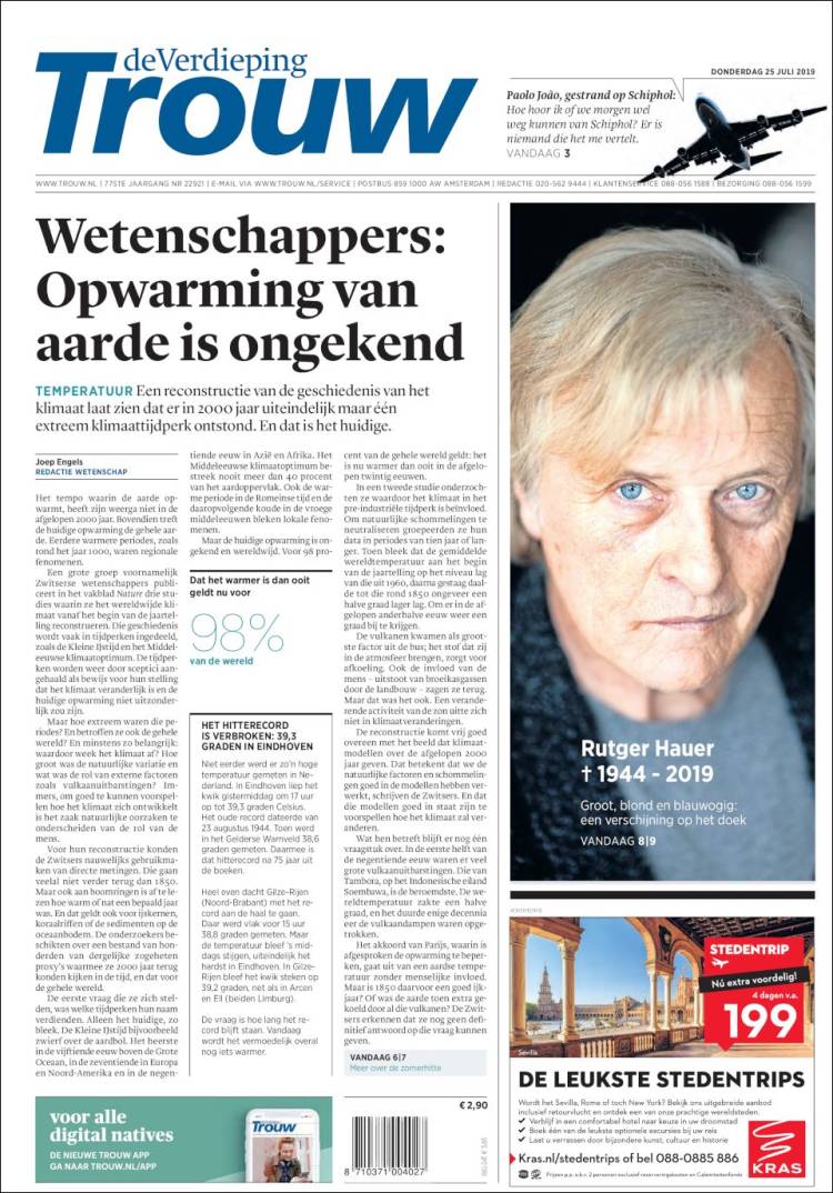 Portada de Trouw (Pa&iacute;ses Bajos)