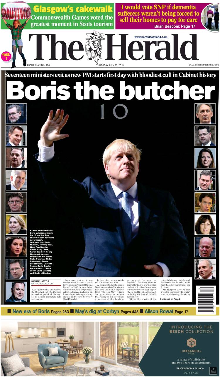 Portada de The Herald (Reino Unido)