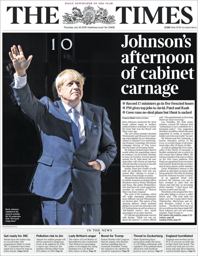 Portada de The Times (Reino Unido)