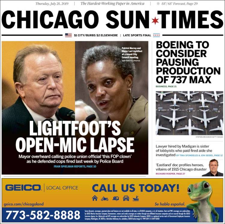 Portada de Chicago Sun-Times (USA)