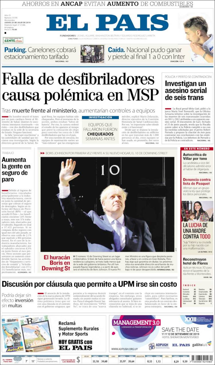 Portada de El País (Uruguay)