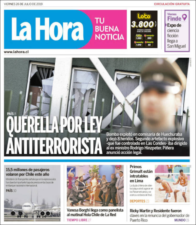 Portada de La Hora (Chile)