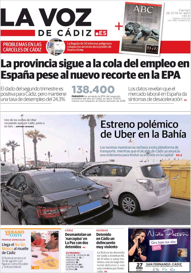 Portada de La Voz de Cádiz (Espagne)