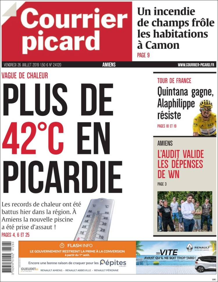 Portada de Courrier Picard (Francia)