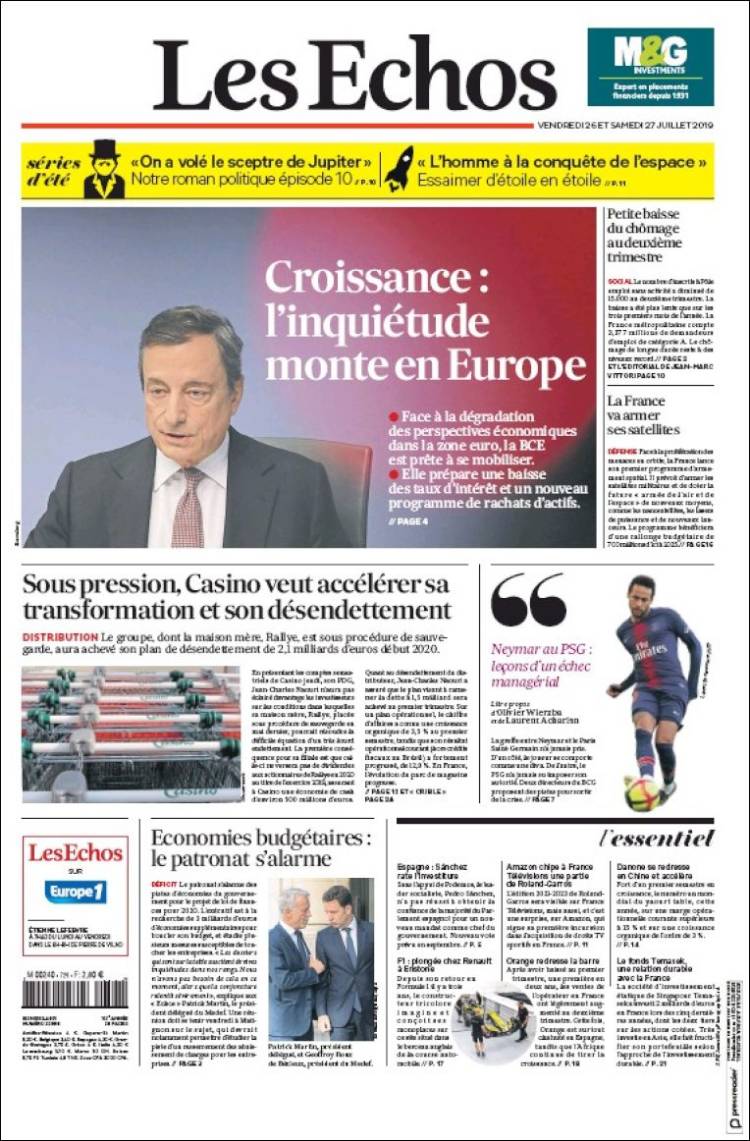 Portada de Les Echos (Francia)