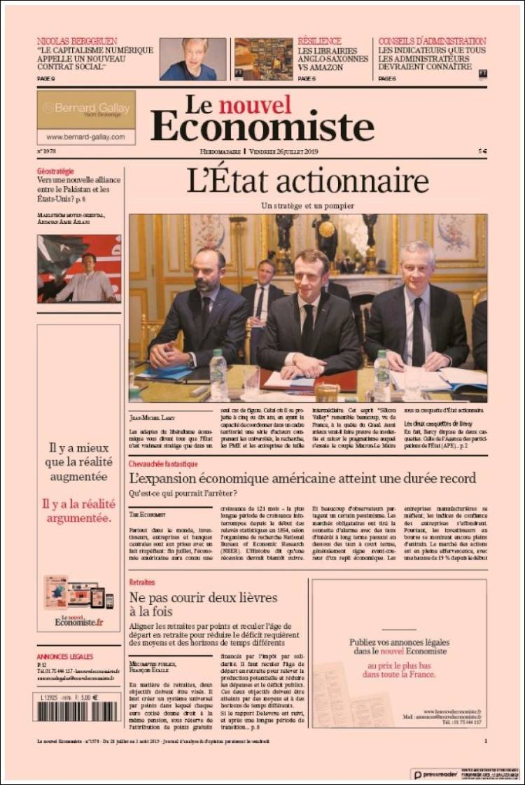 Portada de Le nouvel Economiste (Francia)