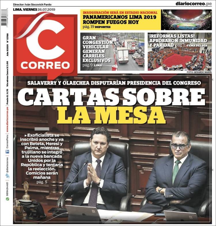 Portada de Diario Correo (P&eacute;rou)