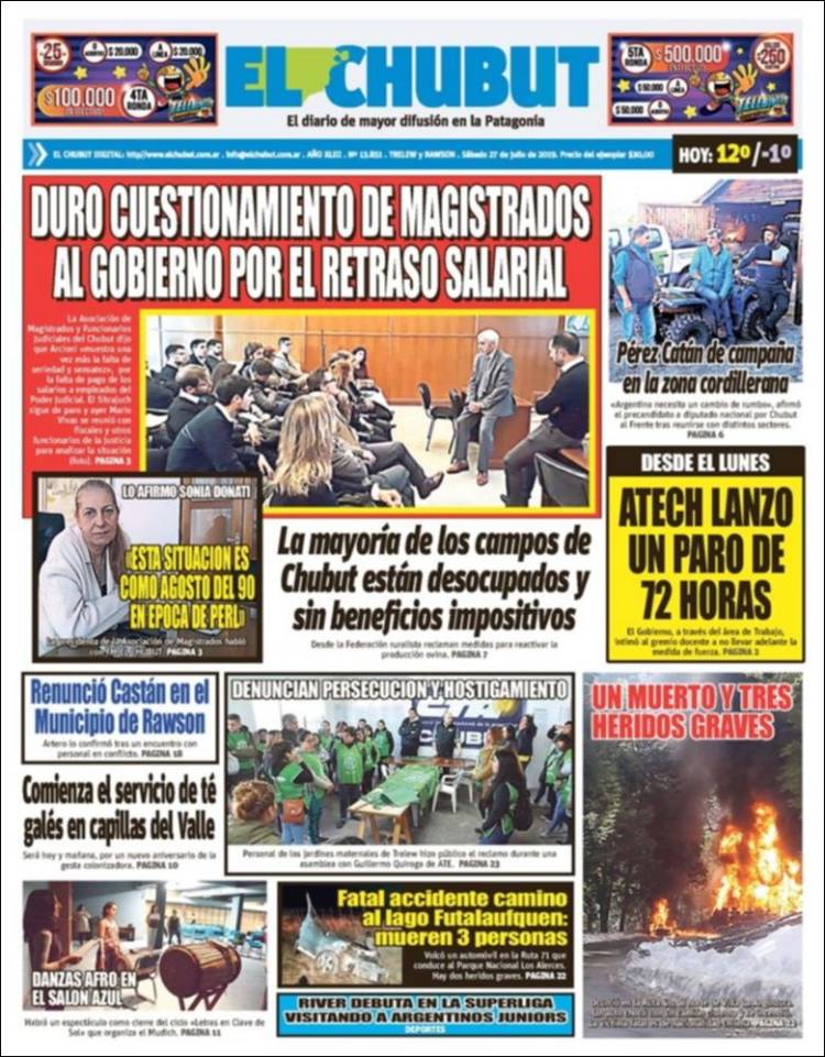 Portada de El Chubut (Argentina)