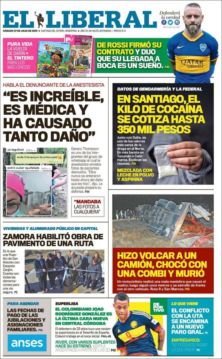 Portada de Diario El Liberal (Argentina)