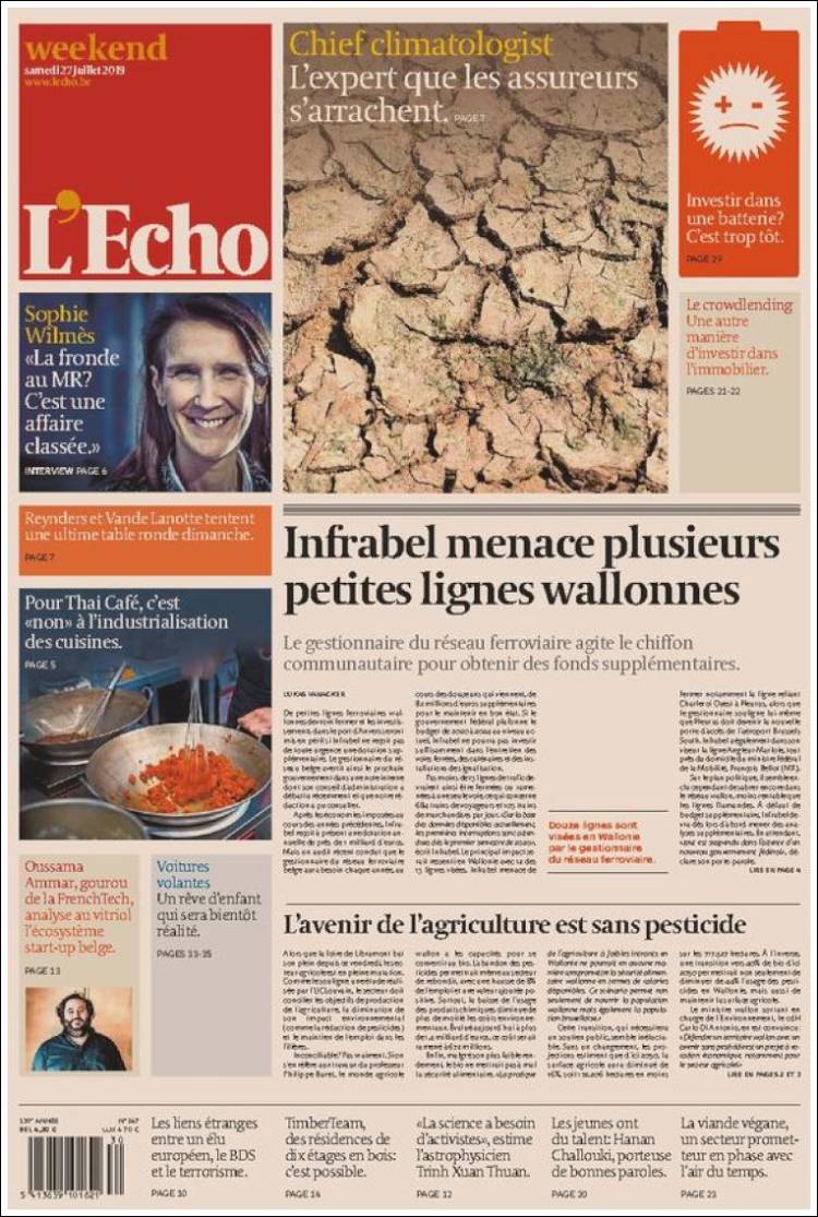 Portada de L'Echo (B&eacute;lgica)