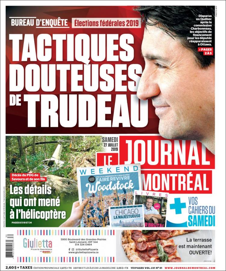 Portada de Le Journal de Montréal (Canadá)