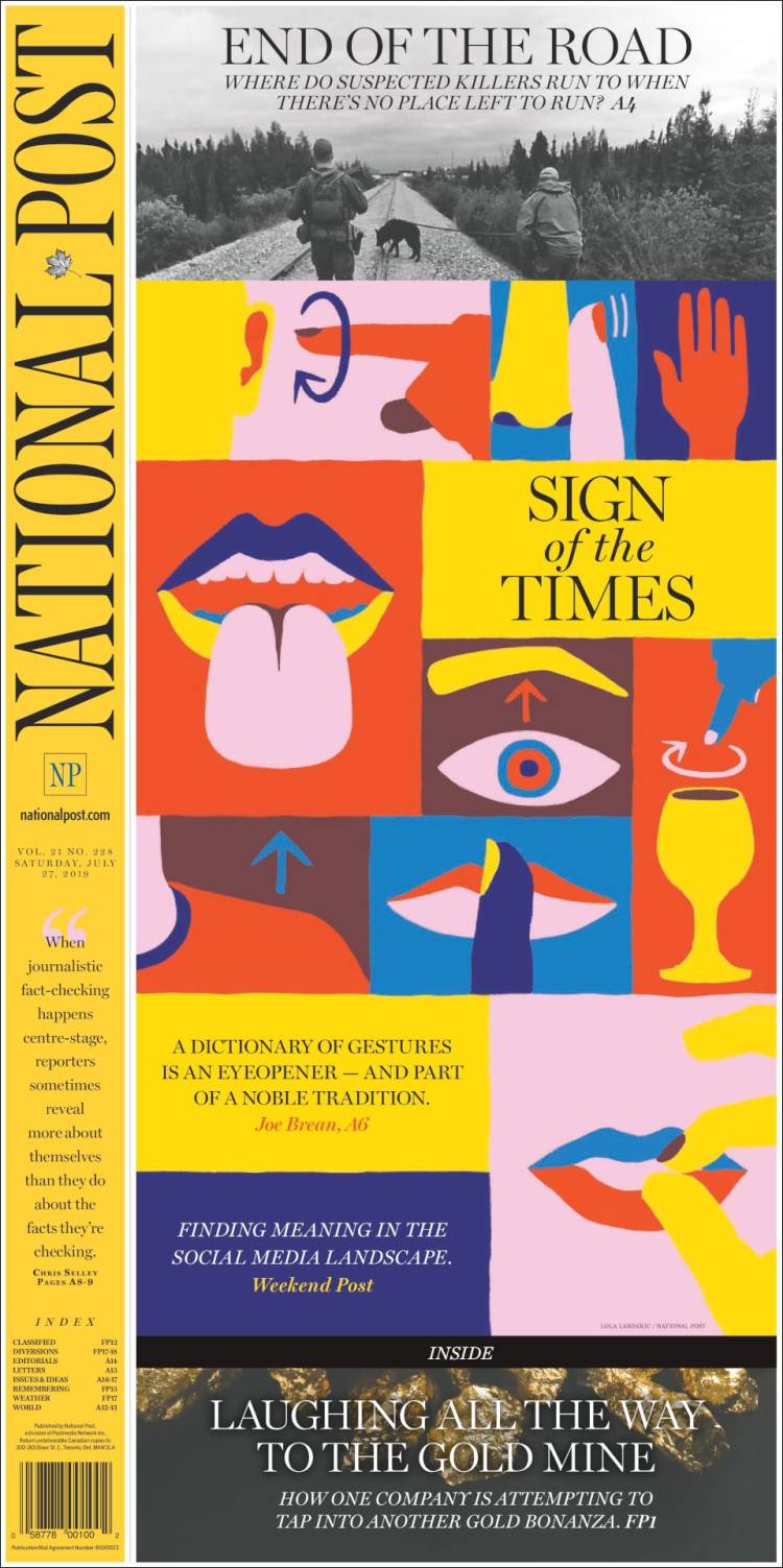 Portada de The National Post (Canadá)