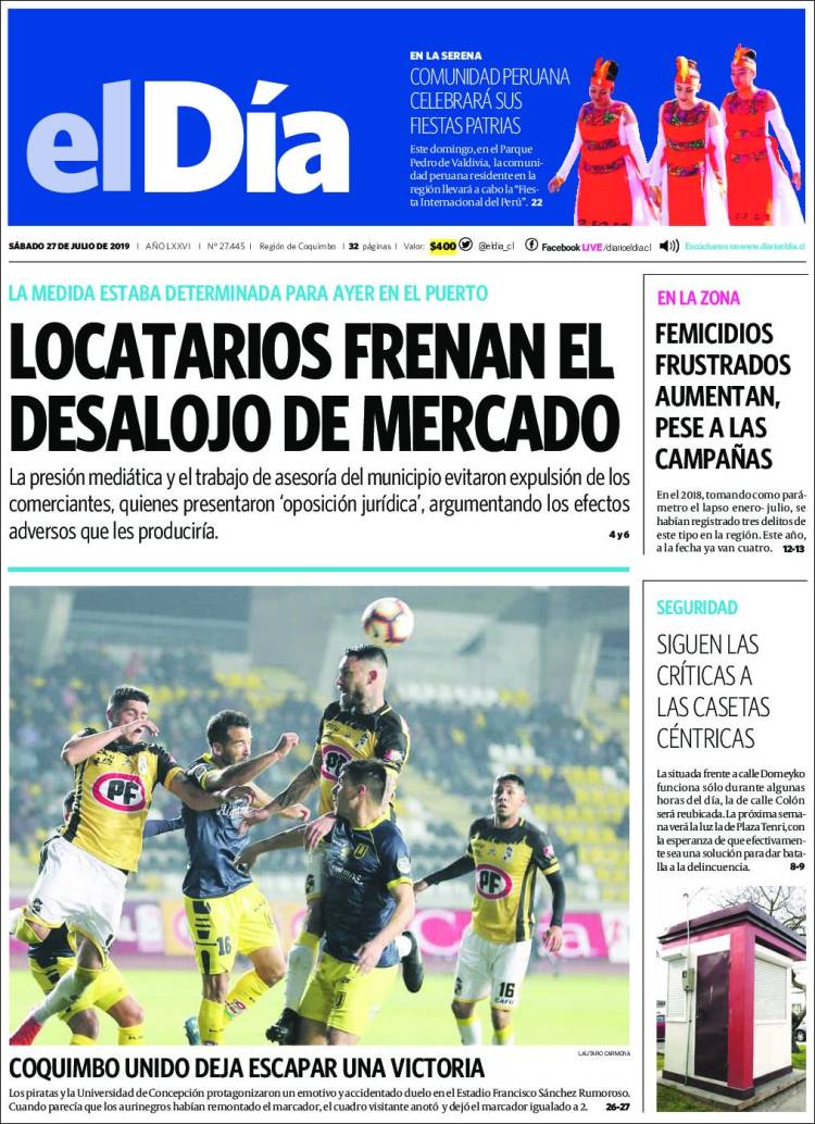 Portada de El Día (Chile)