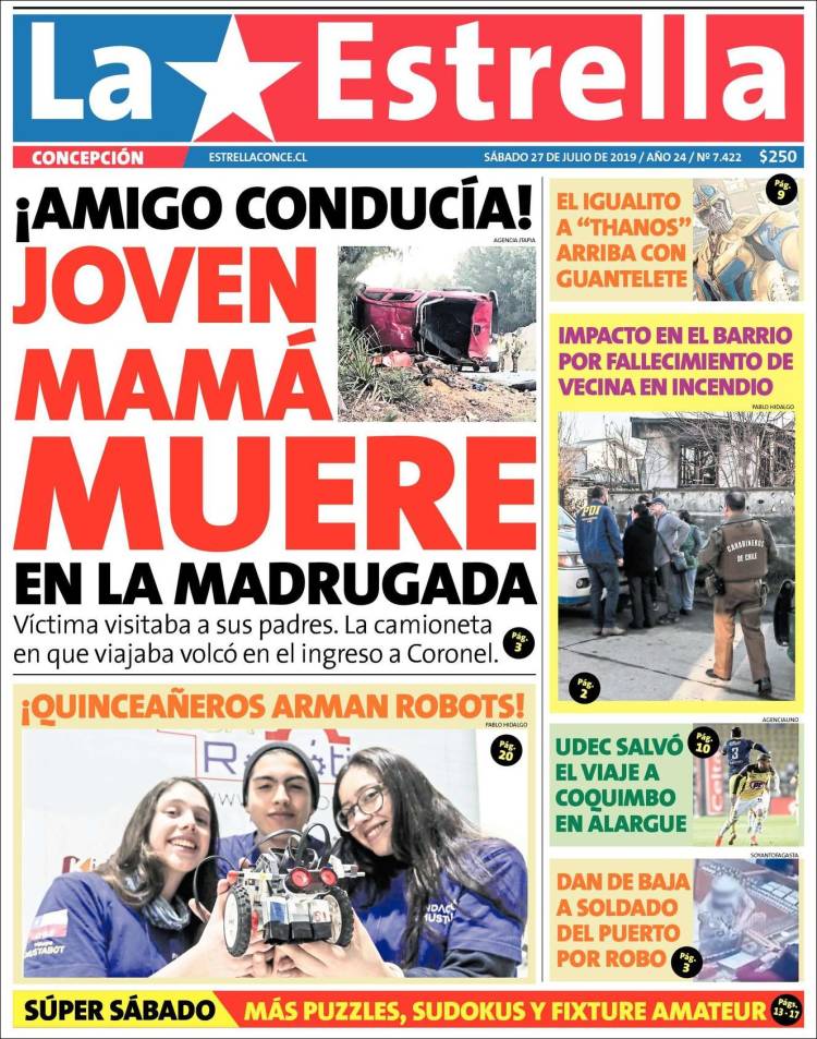 Portada de La Estrella de Concepción (Chile)