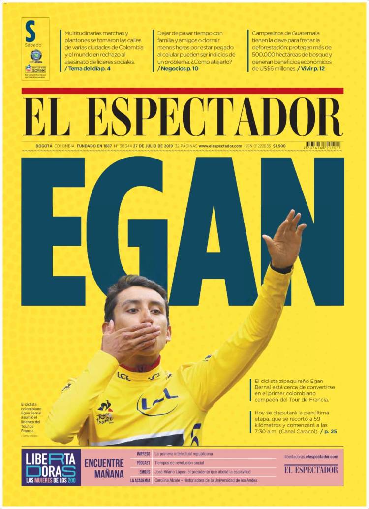 Portada de El Espectador (Colombia)