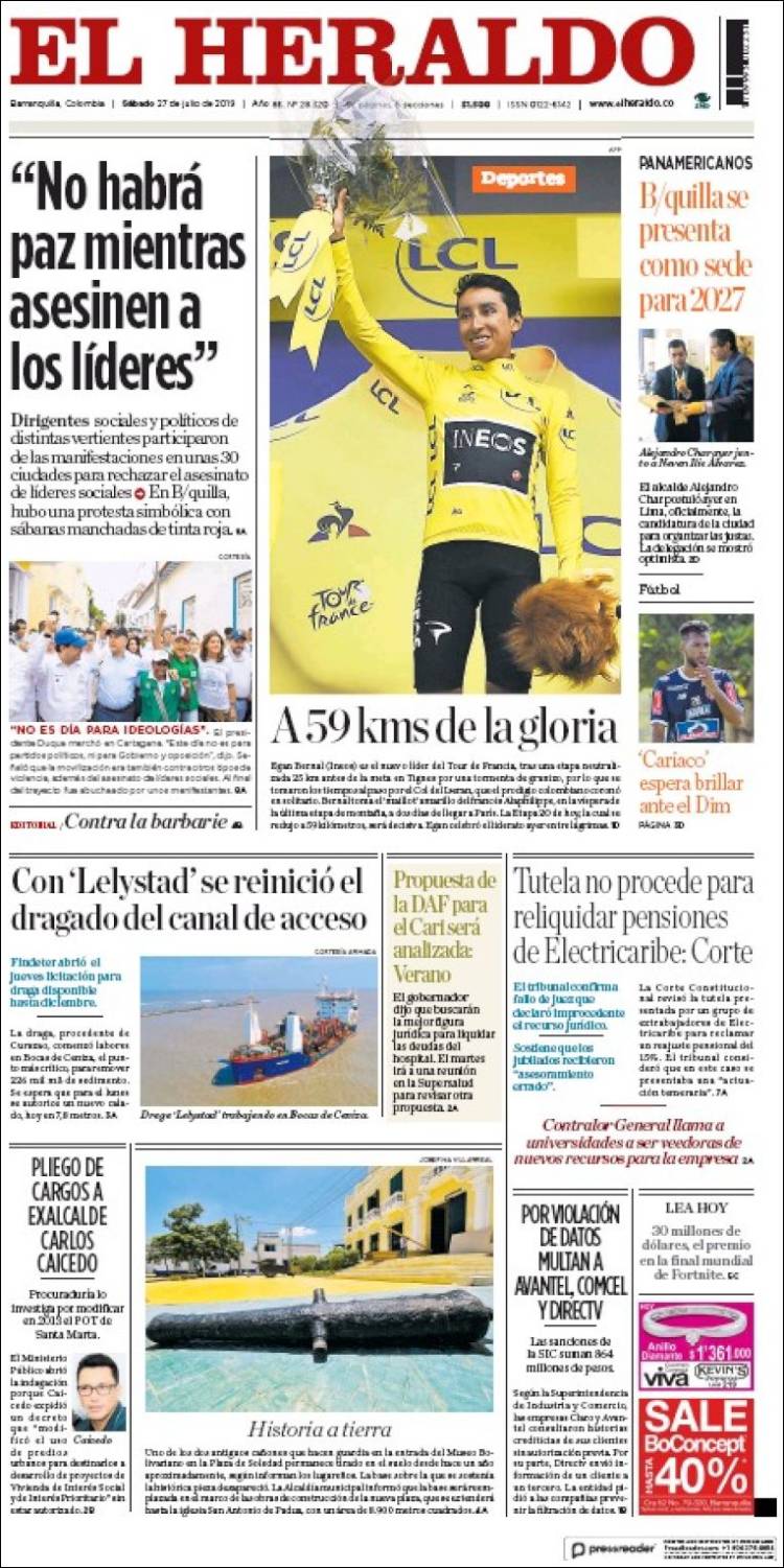 Portada de El Heraldo (Colombia)