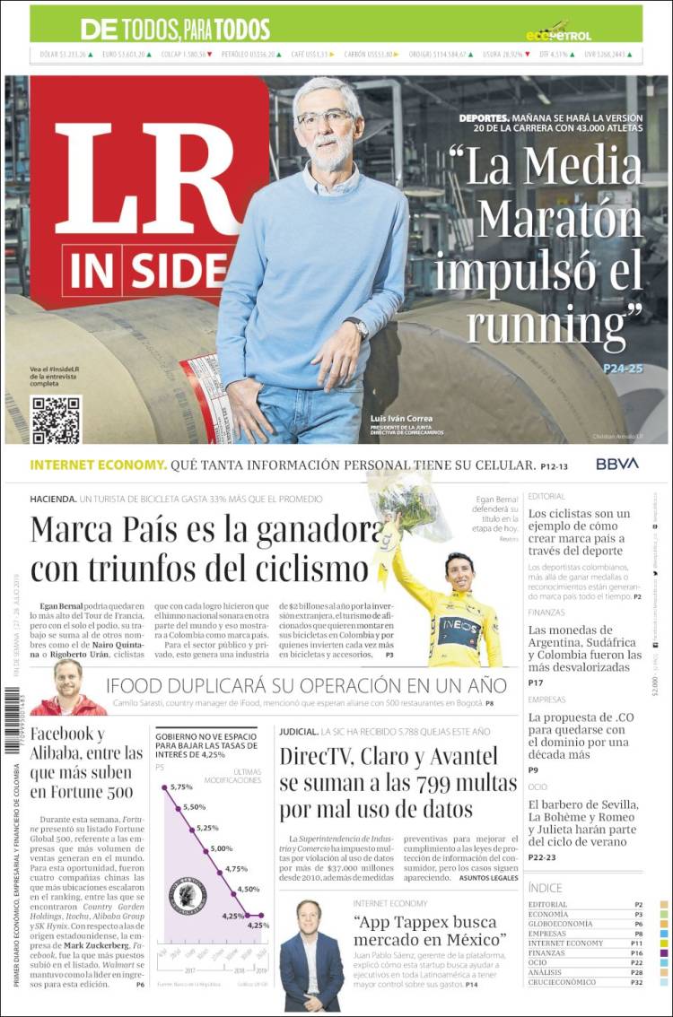 Portada de La Republica (Colombia)