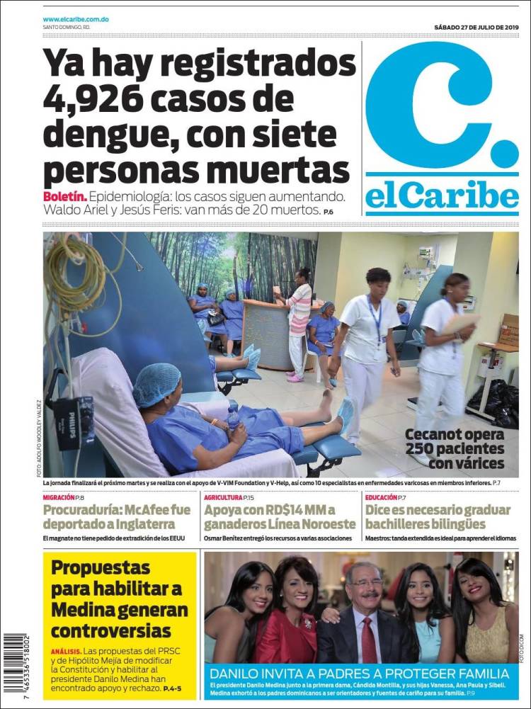 Portada de El Caribe (R. Dominicana)