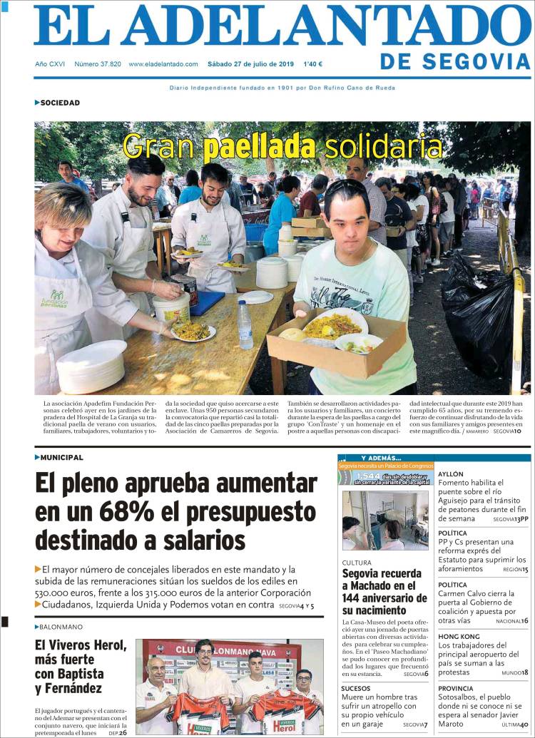 Portada de El Adelantado de Segovia (Espa&ntilde;a)