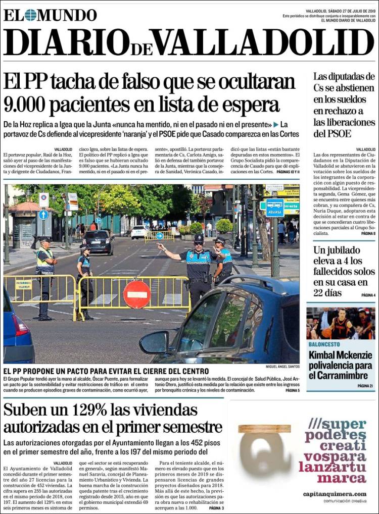 Portada de Diario de Valladolid (Espa&ntilde;a)