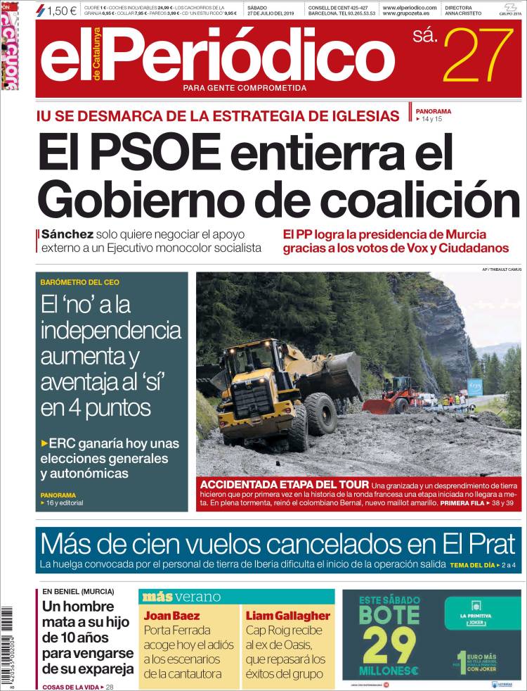 Portada de El Periódico (Espa&ntilde;a)