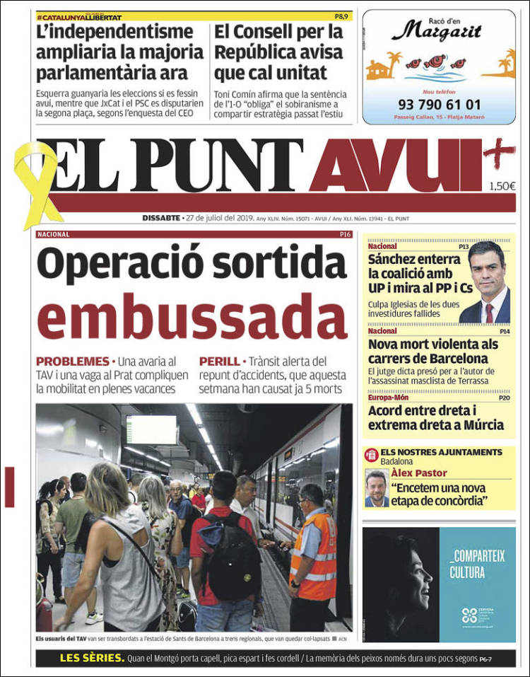 Portada de El Punt Avui (Espa&ntilde;a)