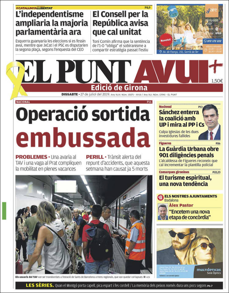 Portada de El Punt Avui - Girona (Espagne)