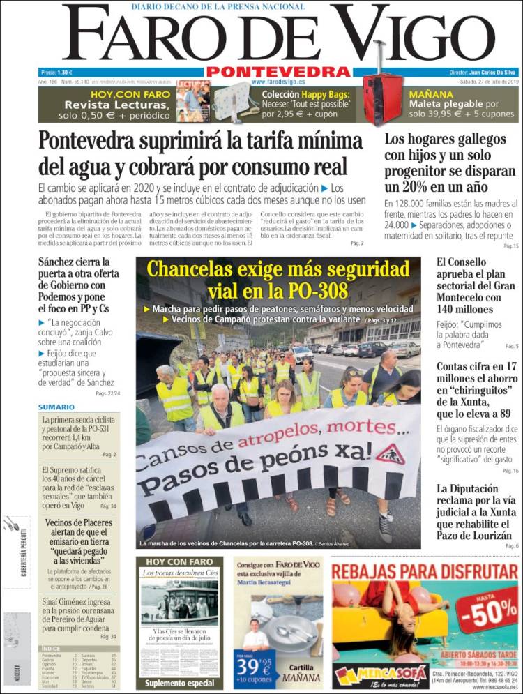 Portada de El Faro de Vigo - Pontevedra (Espa&ntilde;a)