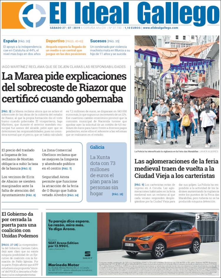 Portada de El Ideal Gallego (Espa&ntilde;a)