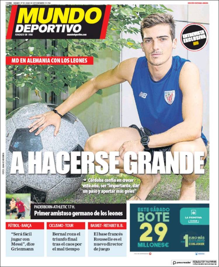 Portada de Mundo Deportivo Bizkaia (Espa&ntilde;a)