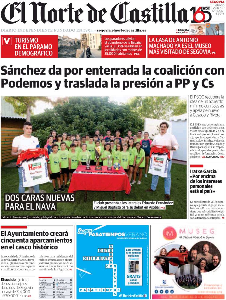 Portada de Norte de Castilla - Segovia (Espa&ntilde;a)