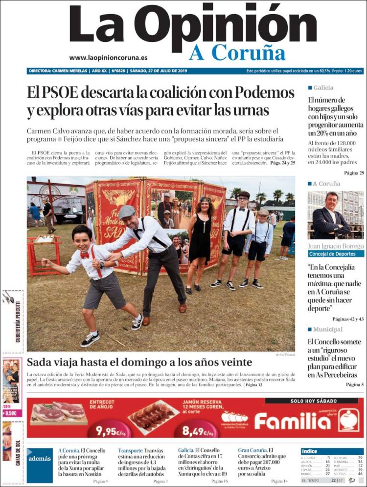 Portada de La Opinión de A Coruña (Espa&ntilde;a)