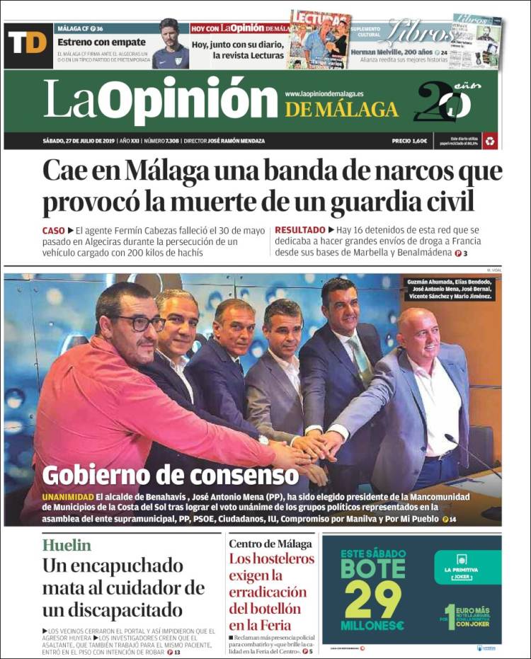 Portada de La Opinión de Málaga (Espa&ntilde;a)