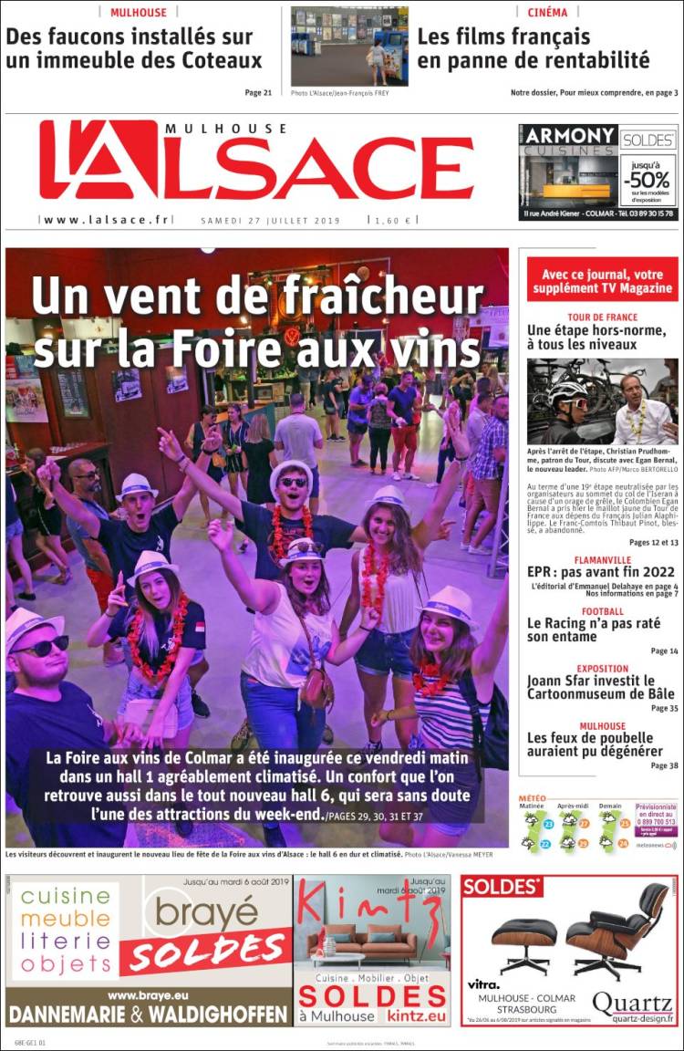 Portada de Journal L'Alsace (Francia)