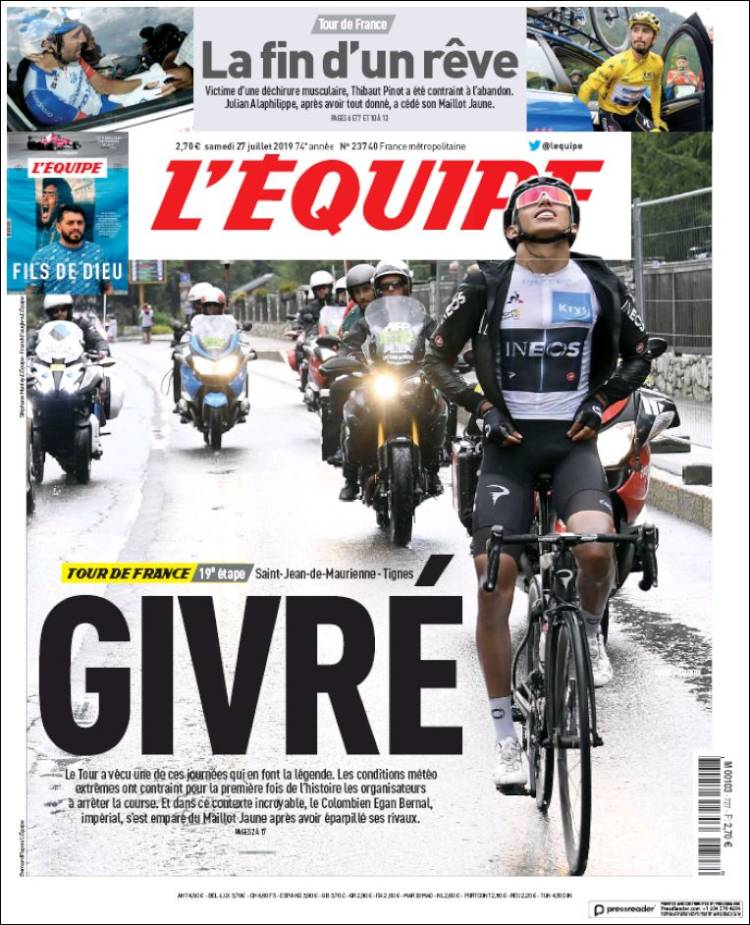 Portada de L'Equipe (Francia)
