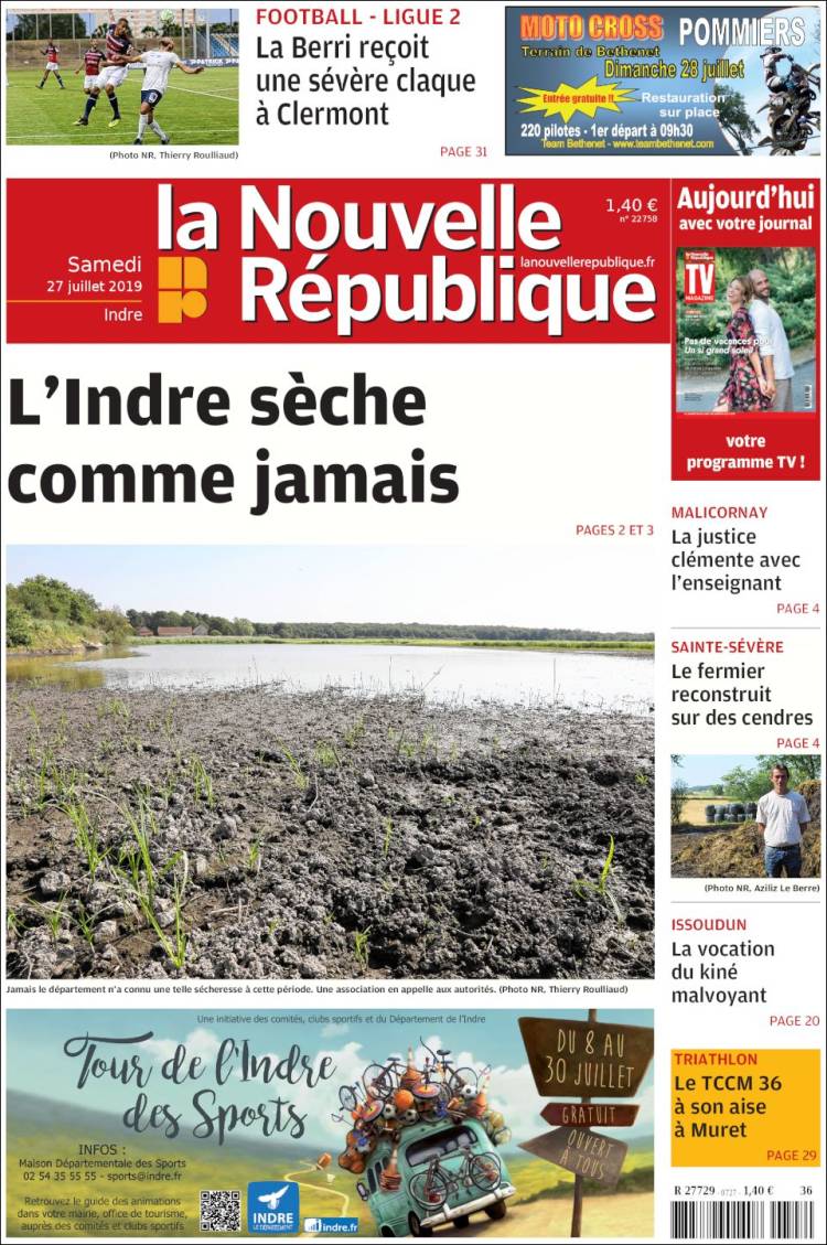 Portada de La Nouvelle Republique (Francia)