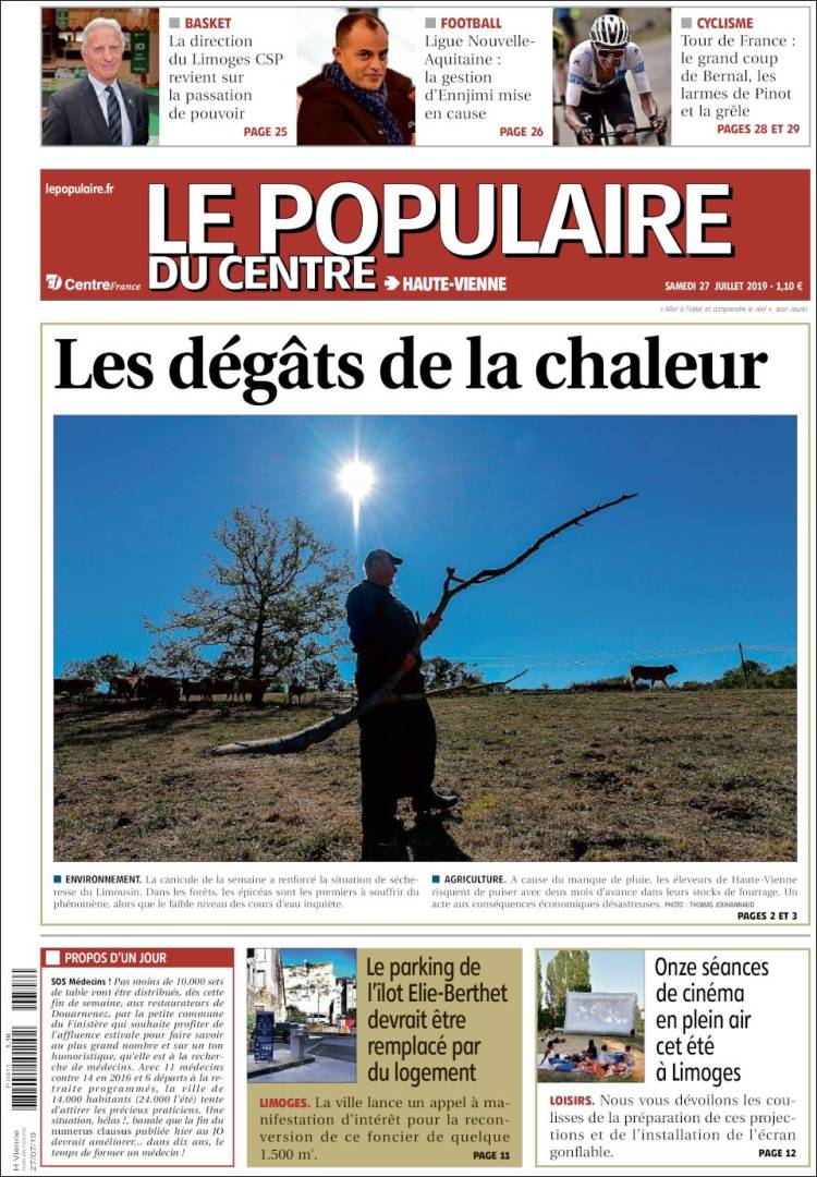 Portada de Le Populaire du Centre (Francia)