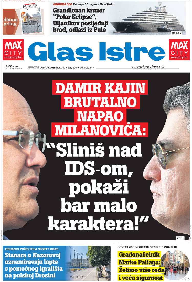 Portada de Glas Istre (Croacia)
