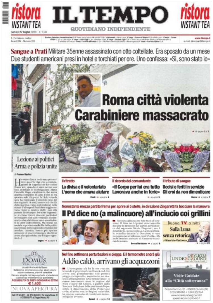 Portada de Il Tempo (Italia)