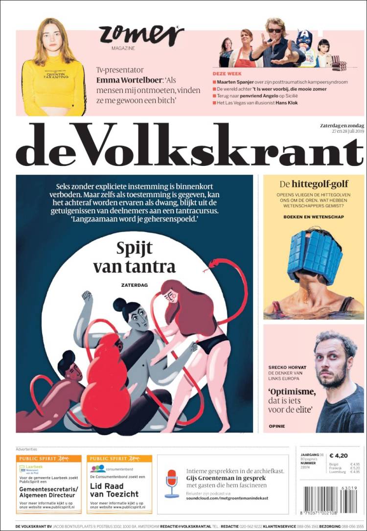 Portada de De Volkskrant (Pa&iacute;ses Bajos)