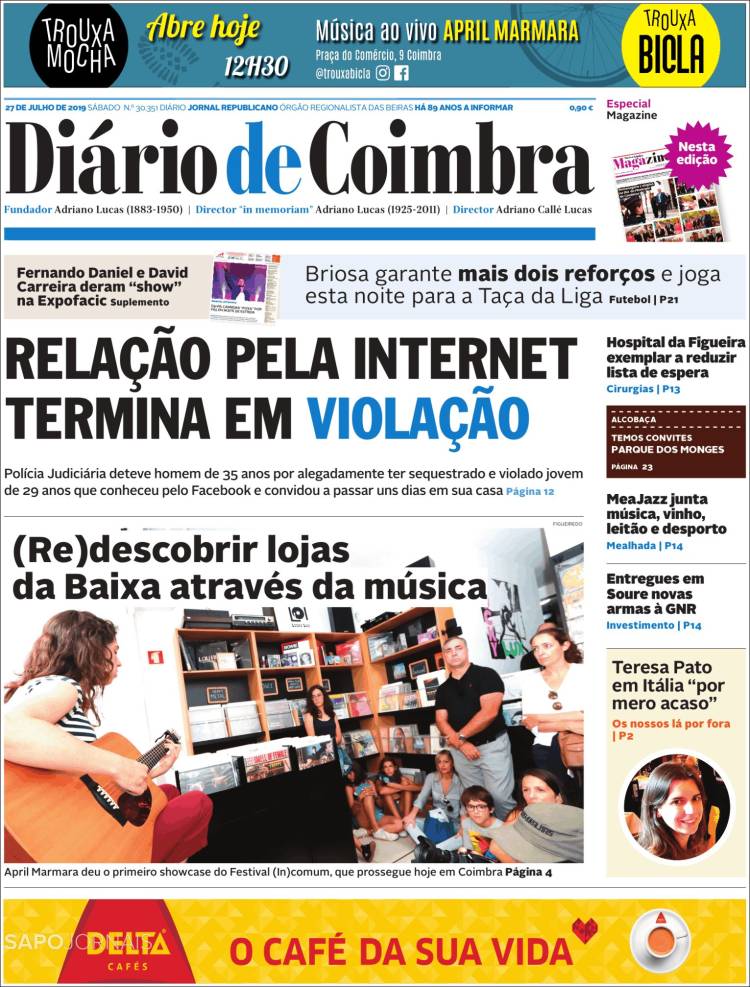 Portada de Diário de Coimbra (Portugal)