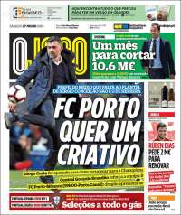 Portada de O Jogo (Portugal)