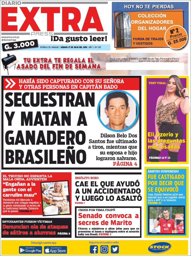 Portada de Diario Extra (Paraguay)