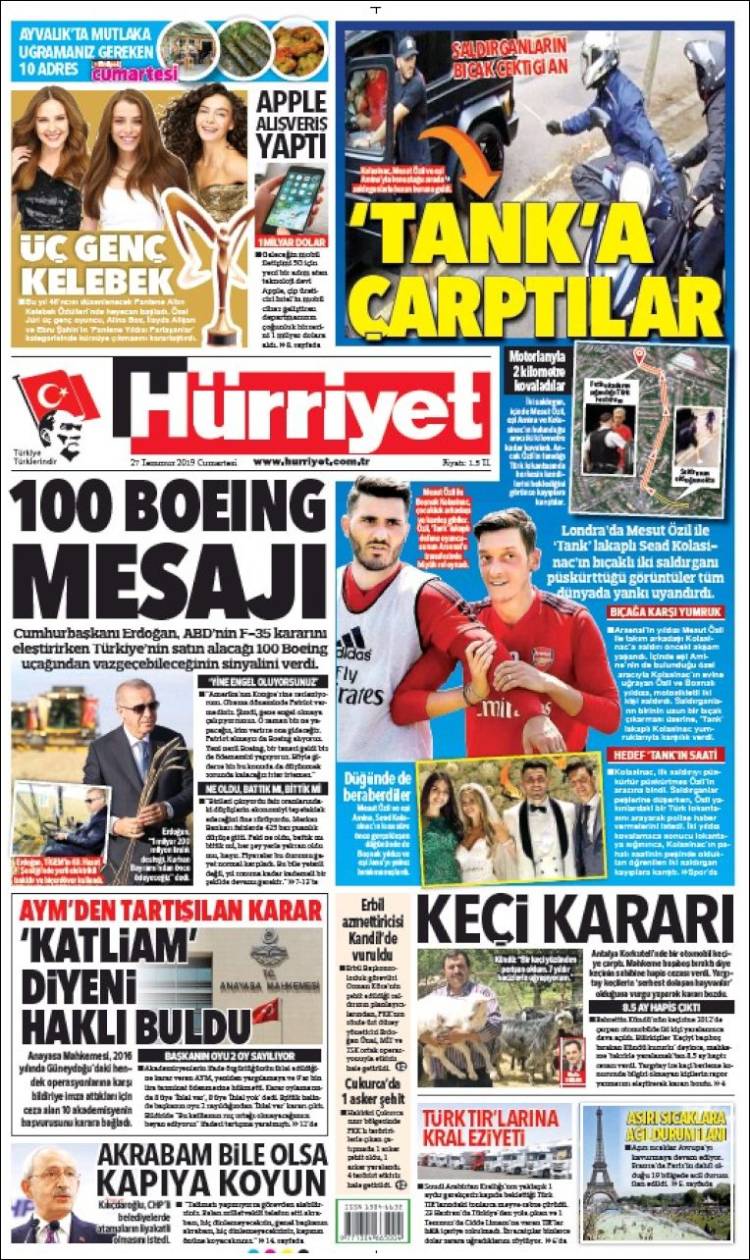 Portada de Hürriyet (Turquie)