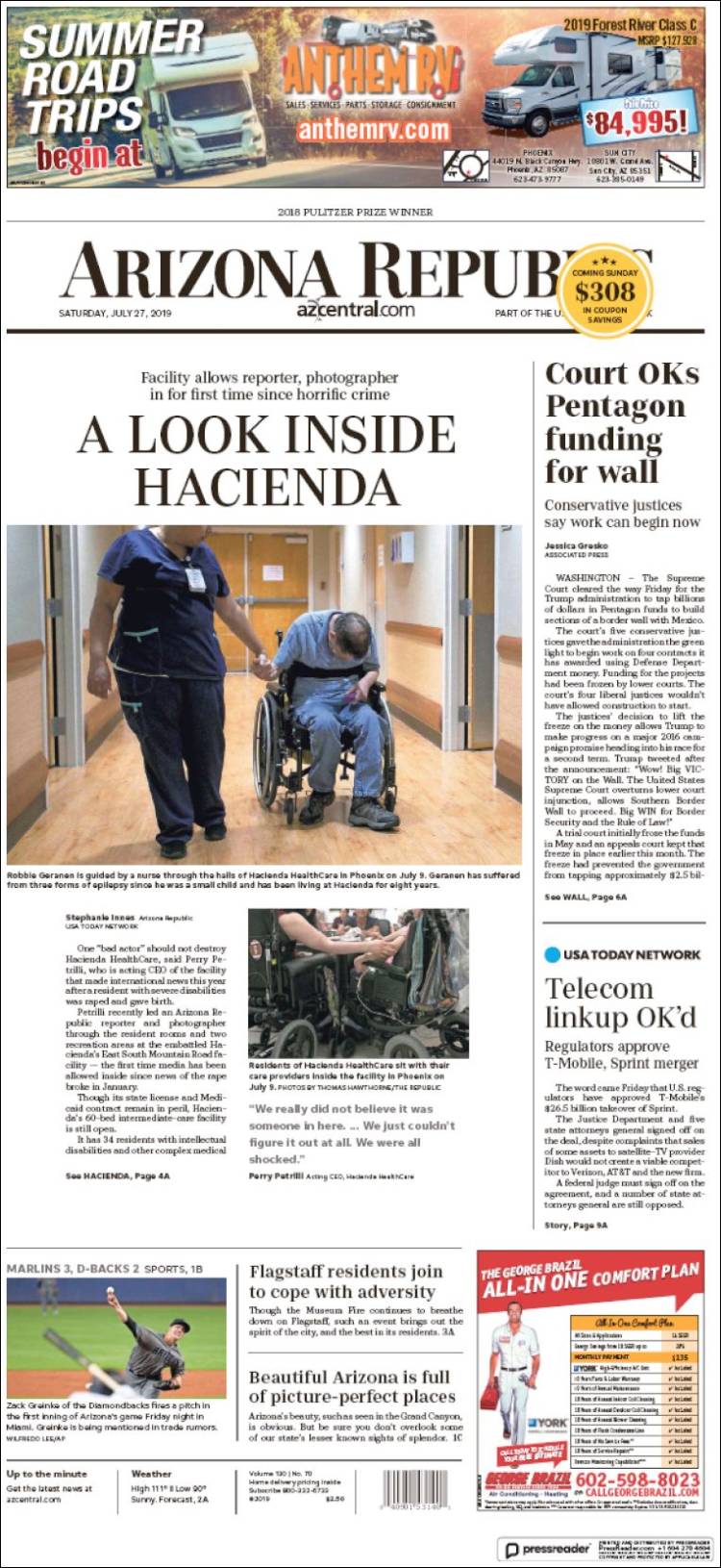 Portada de Arizona Republic News (USA)