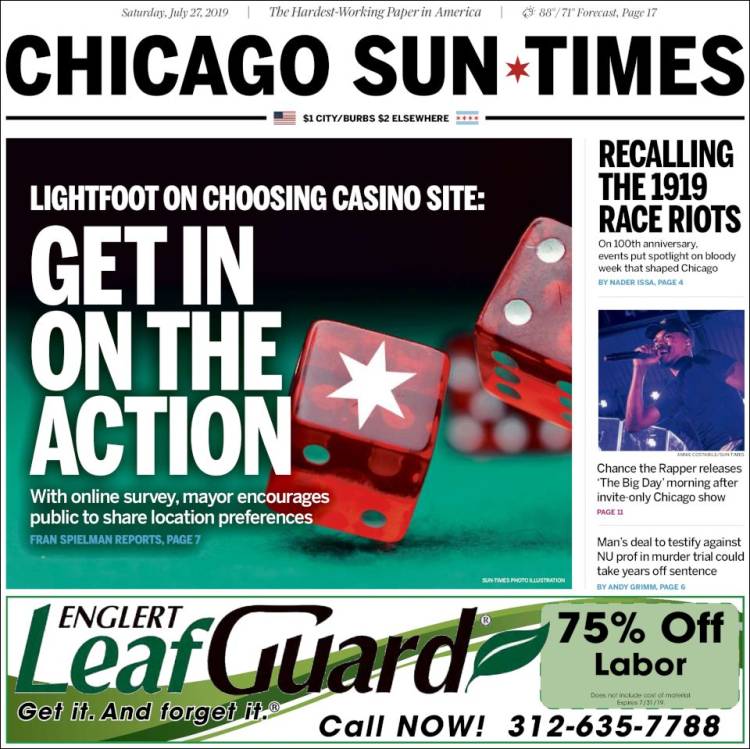 Portada de Chicago Sun-Times (USA)